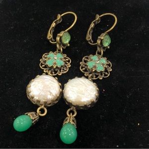 Vintage Vibe Green & Pearl Earring,Boutique-NWT